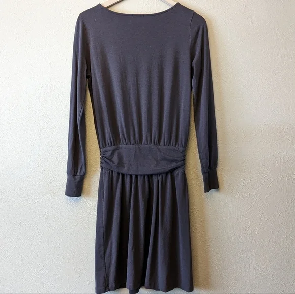 Lilla P Dark Purple Long Sleeve Rouched Dress Size S - Picture 4 of 6